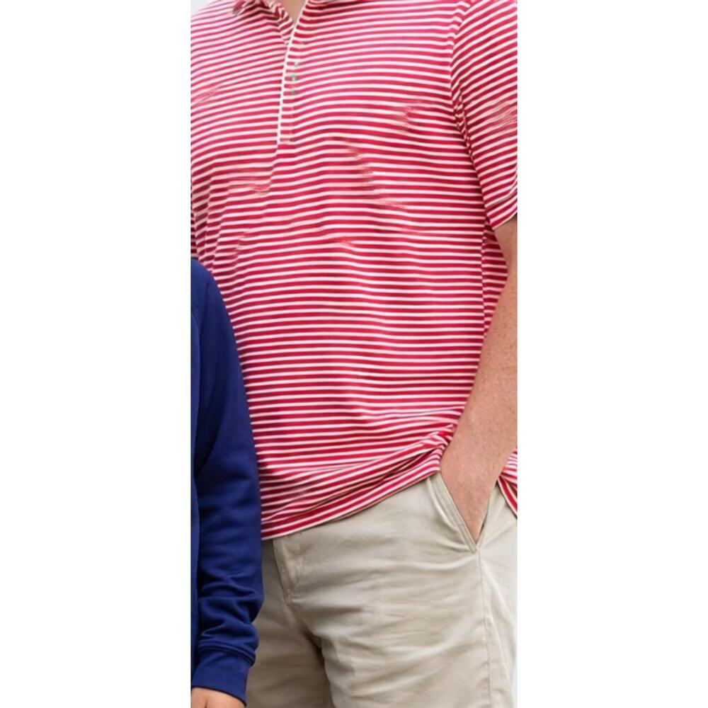 Tommy Bahama Polo Shirt IslandZone Mens XL Red White Stripe Golf Casual